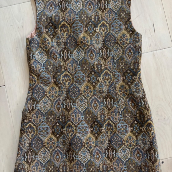 Vintage 80s Vest Unisex Size S/M Unique Jacquard Tan Blue Kerstin Adolphson - Picture 3 of 5